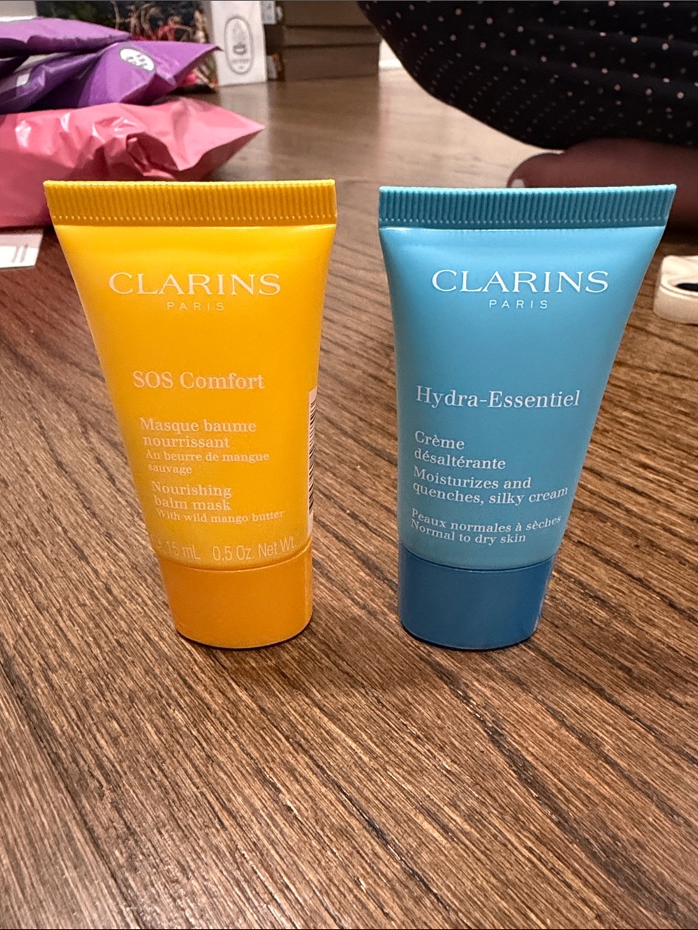 Clarins  SOS Comfort Nourishing Balm mask +  Hydra-Essentiel Cream Duo- travel